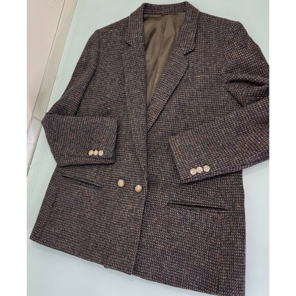 Vintage  Harris Tweed Blazer Jacket Women's Medium M 8  Wool Made USA Sport Coat - Picture 1 of 11